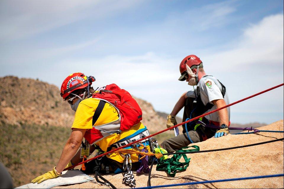 Joshua Tree Search and Rescue team members training technical rescue photo