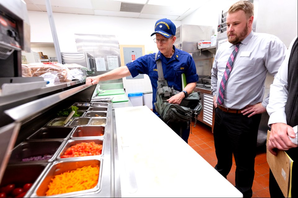 Commander George Larsen, Public Health Consultant, inspecting food services (2)