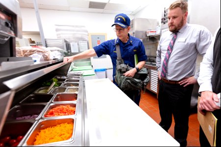 Commander George Larsen, Public Health Consultant, inspecting food services (2)