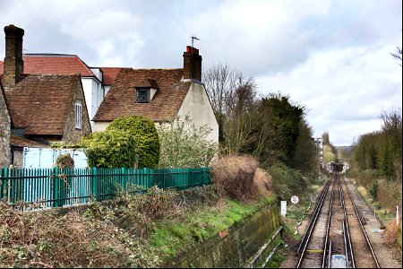 Between Maidstone Barracks and Maidstone West. The house on left was once a row of terrace houses demolished when the railway came through