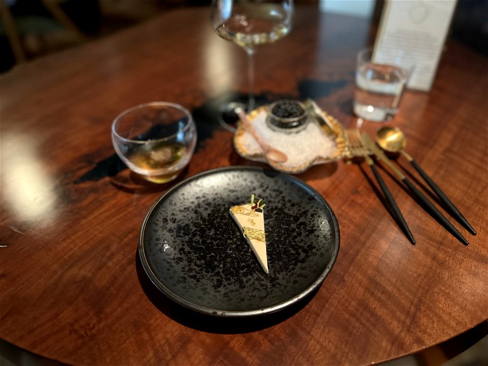Caviar Supplement: White Asparagus Tart with Gold Leaf