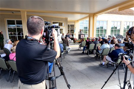 Mammoth Hot Springs Hotel reopening ceremony: Rick Hoeninghausen makes opening remarks photo