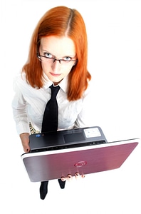 Young Beautiful Woman with Laptop photo