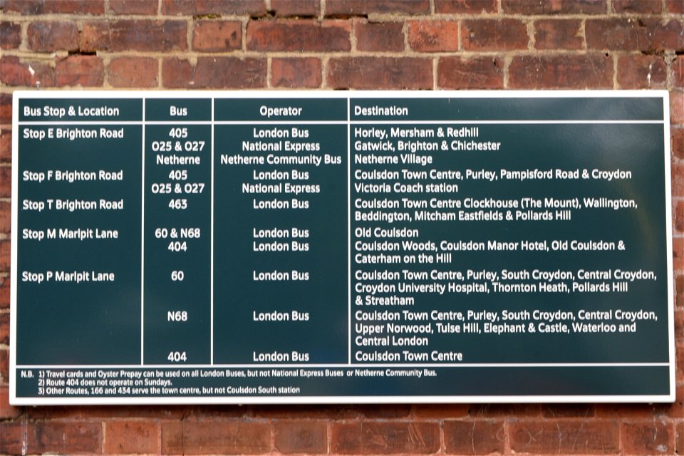Sign at Coulsdon South station (See description)