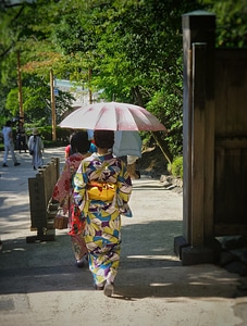 Japanese girls in traditional clothes photo