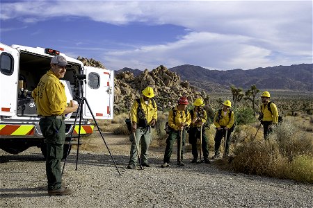 Wildland fire crew near Quail Mountain