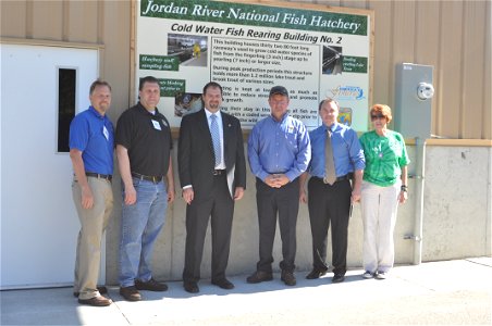 Dignitaries including Roger Gordon, FWS Hatchery Manager and Fisheries ARD Mike Weimer participated in the ribbon cutting