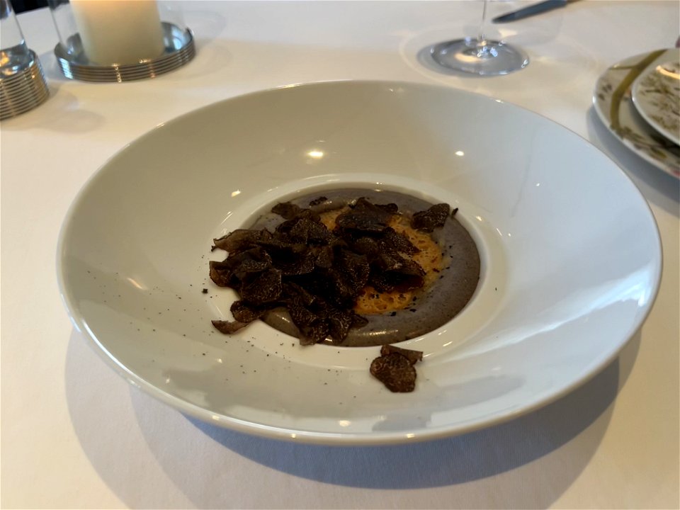 "Mac and Cheese" Supplement, Toasted Orzo Pasta, Crispy Parmesan Tuile, Black Winter Truffle Mousse and Shaved Australian Winter Truffles