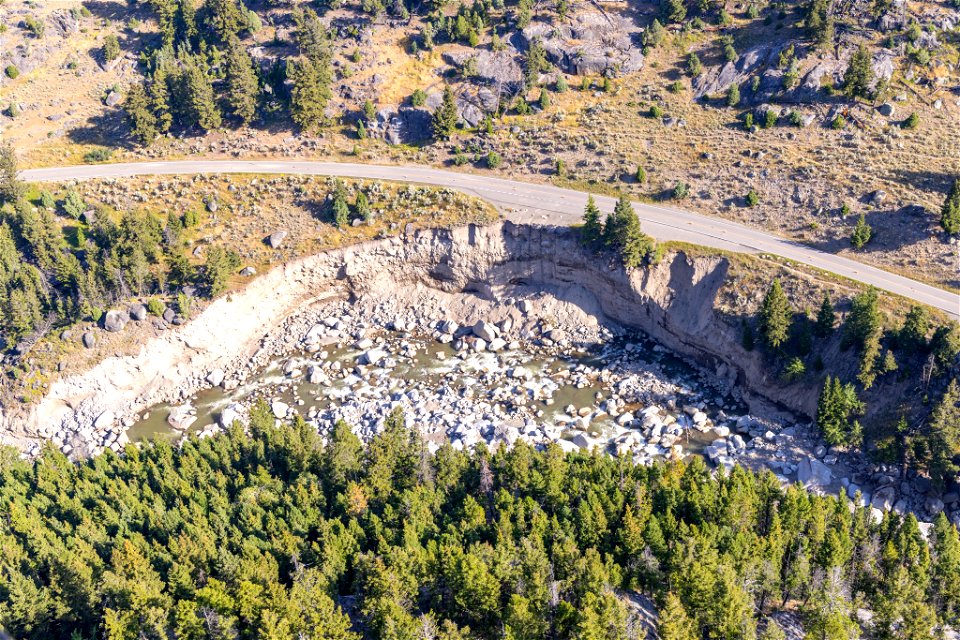 Yellowstone flood event 2022: Northeast Entrance Road washouts (after 6) (September 1)