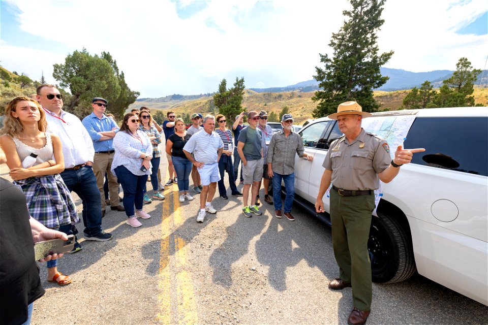 Congressional delegation visit August 19, 2022: Superintendent Cam Sholly briefs the group about the flood and recovery efforts