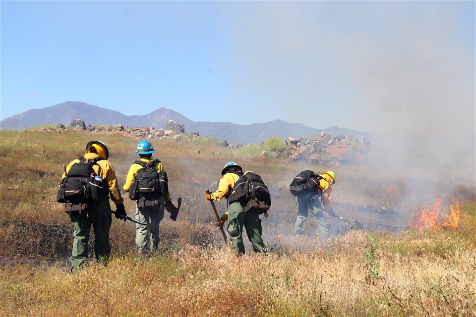 Fire crew at Lake Mathews-Estelle Mountain Stephens' Kangaroo Rat Reserve