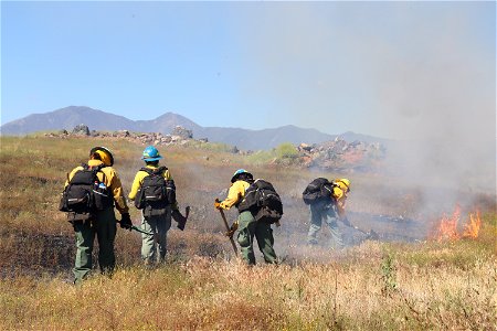 Fire crew at Lake Mathews-Estelle Mountain Stephens' Kangaroo Rat Reserve