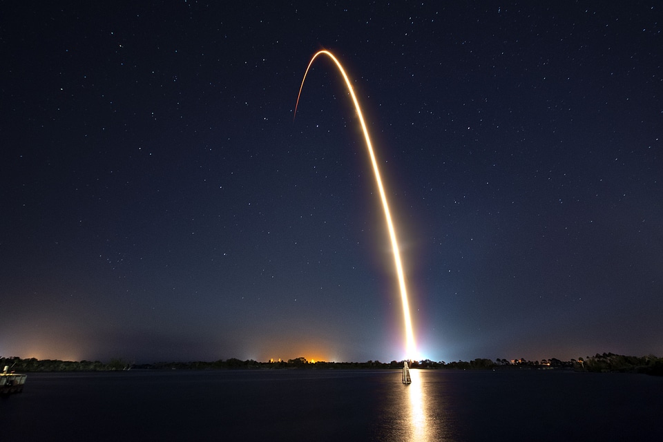 SpaceX Rocket takes off into space