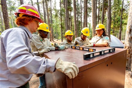 YCC Alpha Crew 2021 Canyon Campground bear box installation: leveling the box
