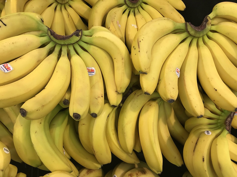 Fresh banana yellow background in the fruit market