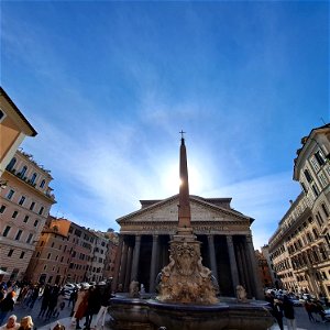 Front from Fountain Pantheon Rome Italy