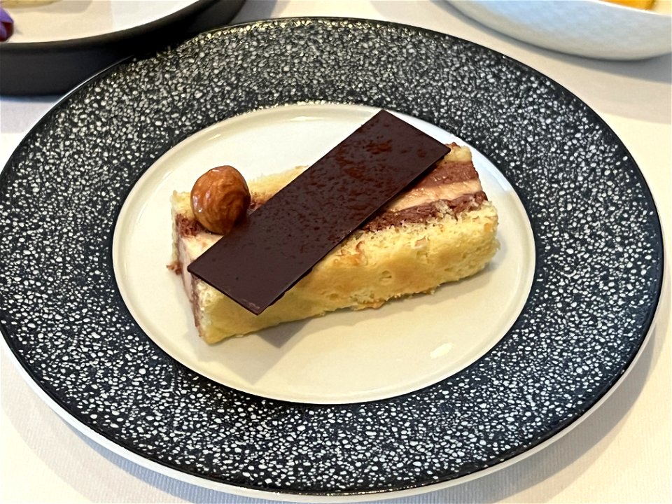 K+M Chocolate Zuccotto, Bombe Mousse, Ricotta Cream and Candied Hazelnuts