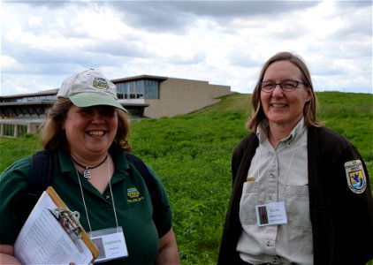 Partners who smile together, stay together! Stephanie Shepard from Iowa DNR and Karen VisteSparkman, Biologist at Neal Smith National Wildlife Refuge, work together to help plants and animals in Iowa. photo