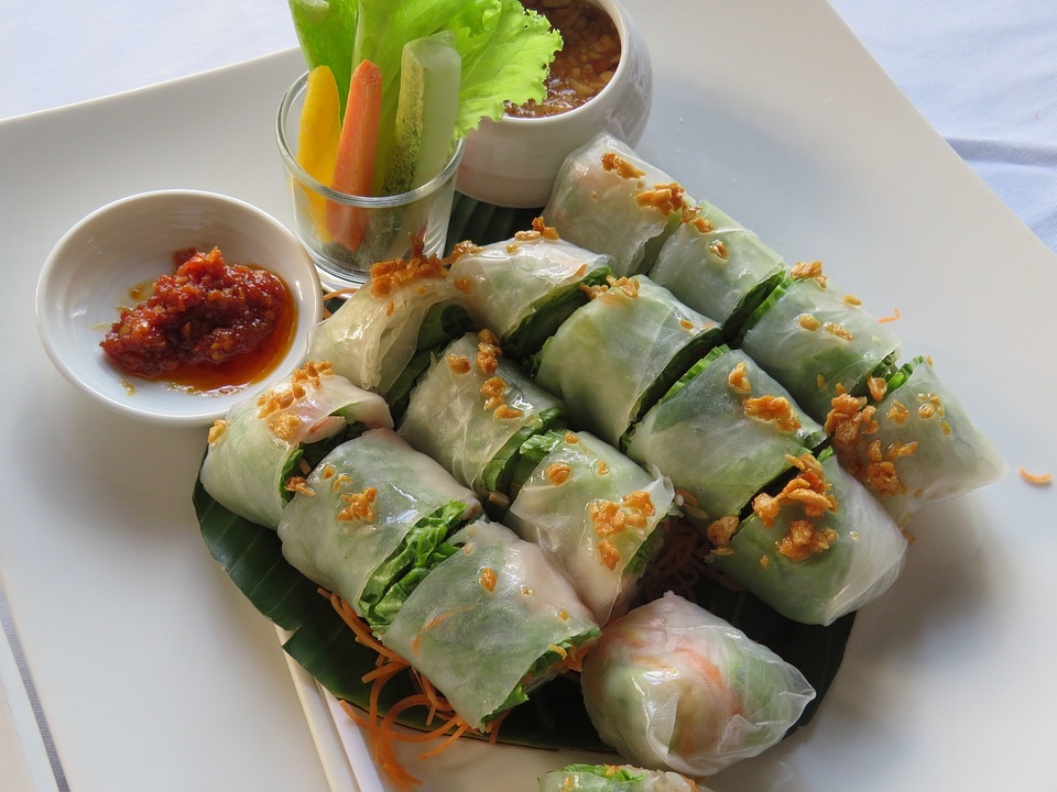 Fresh spring rolls with chicken