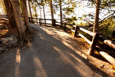 New pavement and railings at Brink of the Lower Falls Trail
