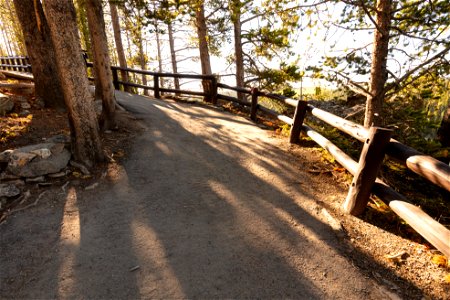 New pavement and railings at Brink of the Lower Falls Trail photo