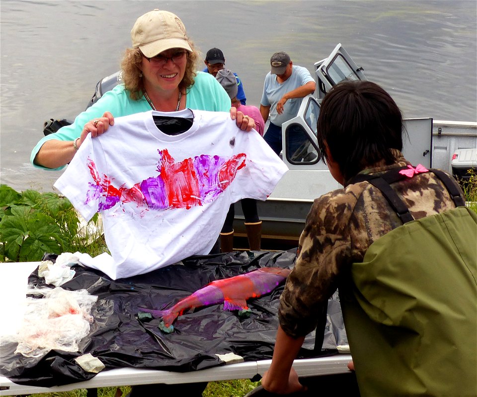 Anthony and Meg fish printing