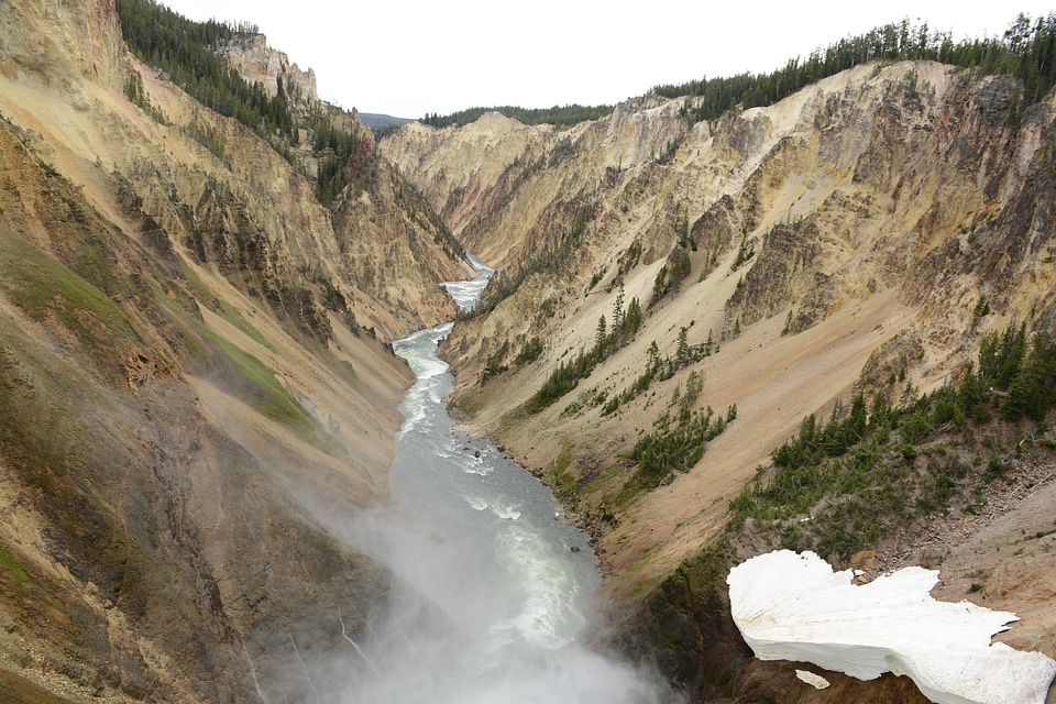 Brink of Lower Falls in Yellowstone Park