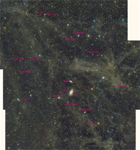 The M81 Group and the high latitude galactic cirrus clouds (labeled) photo
