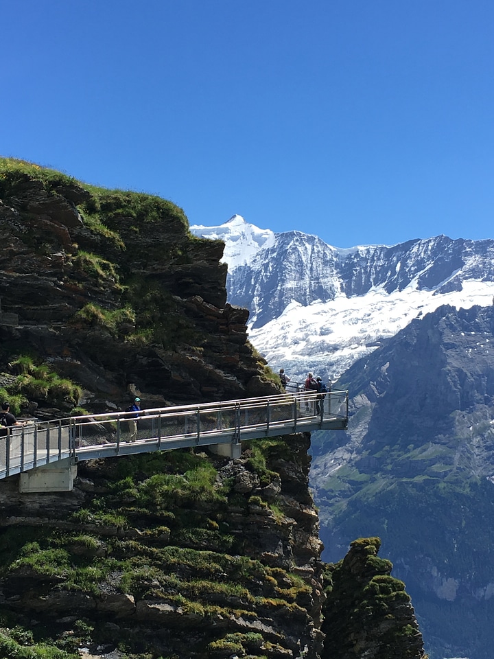 Trekking trail along the mer de glace in Chamonix Mont Blanc