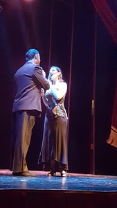Couple man and woman singing together
