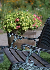 Bench near flower pot
