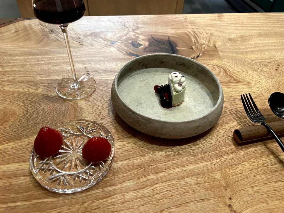 Anise Hysop, Semifreddo, Blackberries, Koji