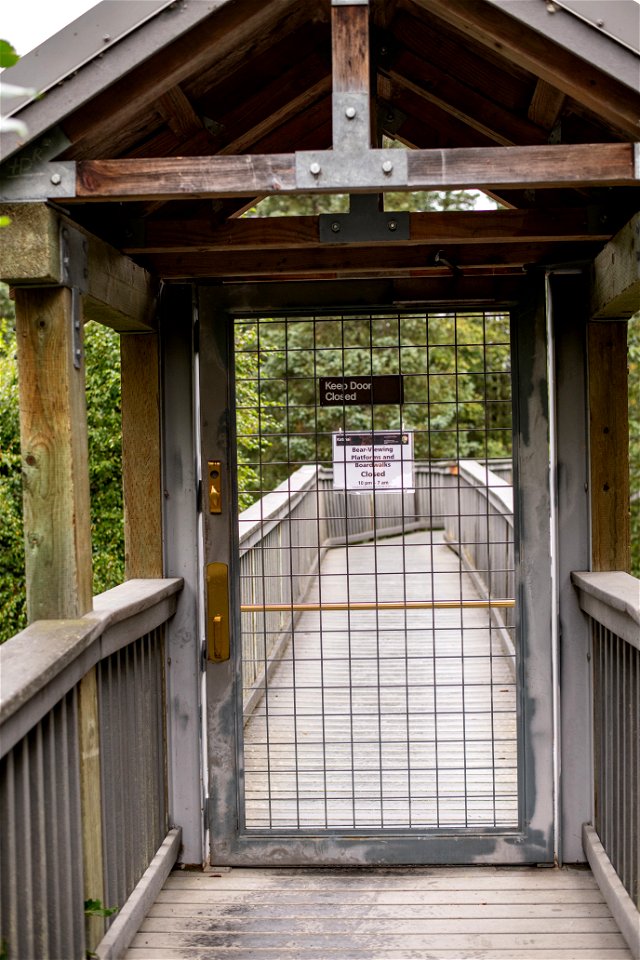 Gate leading to the viewing platforms at Brooks Falls - Photo courtesy of C. Chapman