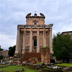 View of Temple of Anonius and Faustina Roman Forum Rome Italy photo
