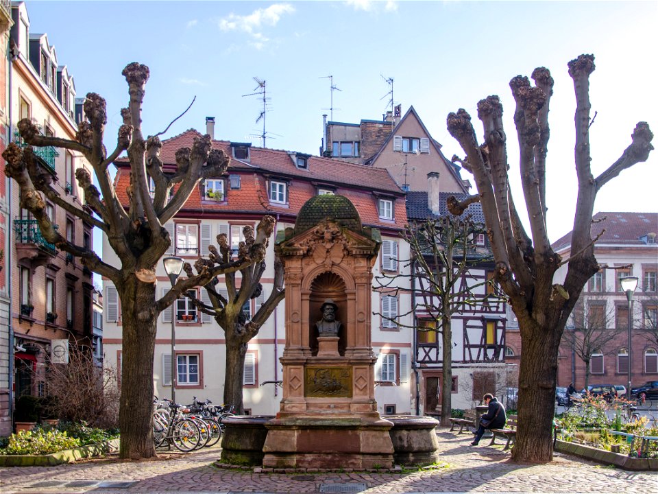 La place du Pont-Aux-Chats et sa fontaine