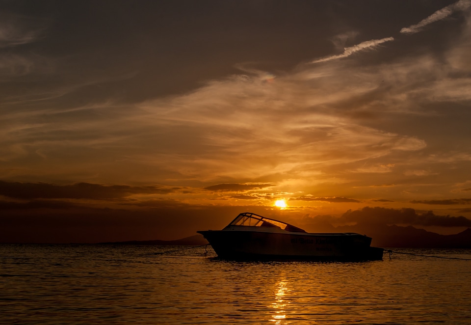 Boat in Sunset photo