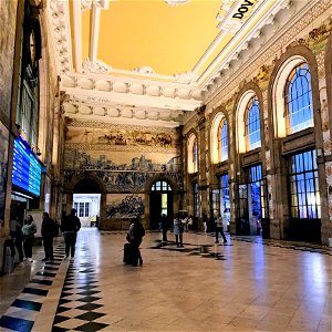 Other side of Sao Bento Train station Porto Portugal photo