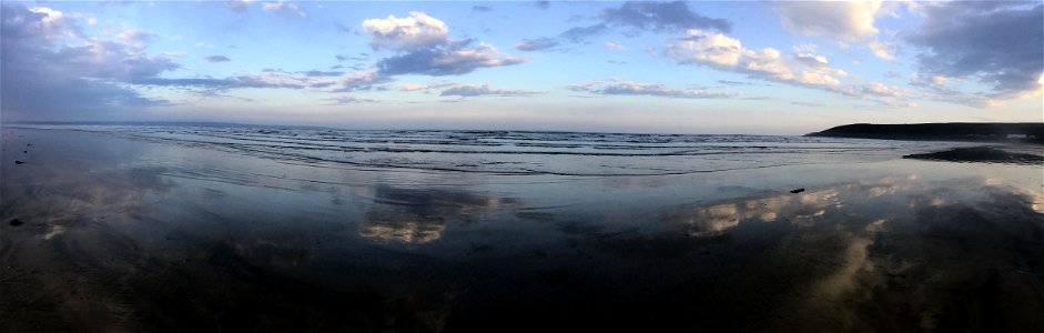 Daybreak, Saunton Sands Beach, Braunton, North Devon , UK. 20th April 2022 (Apple Ipod Panoramic Photo)