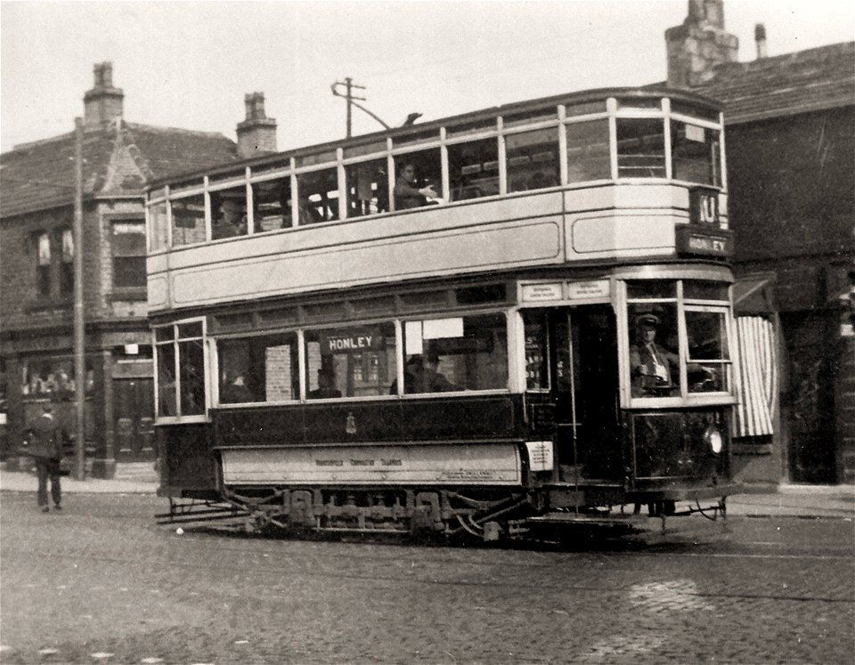 undated photograph of the Honley tramcar