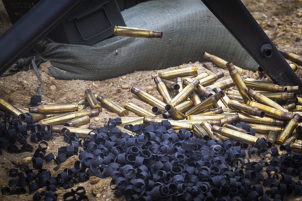 Pile of used machinegun cartridges