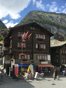 Zermatt village with peak of Matterhorn in Swiss Alps photo