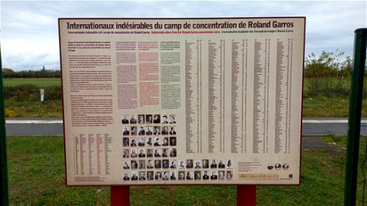 Gare du Vernet-d'Ariège : Notice d'information sur le camp de Roland-Garros