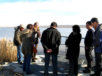 Biologist Wendy Woyczik explains marsh water management photo