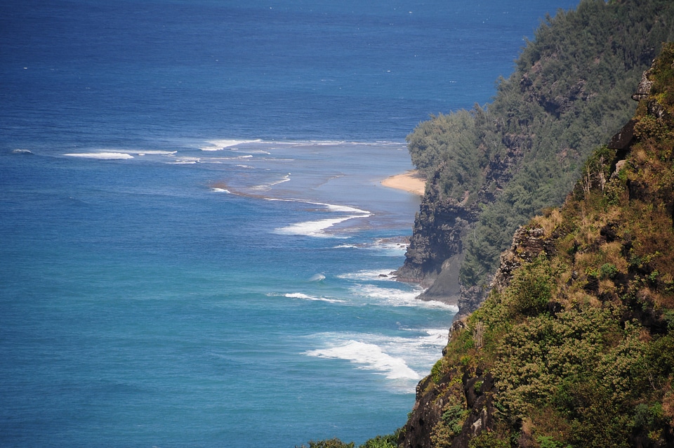 Hanakapi'ai beach on the Kalalau trail in Hawaii