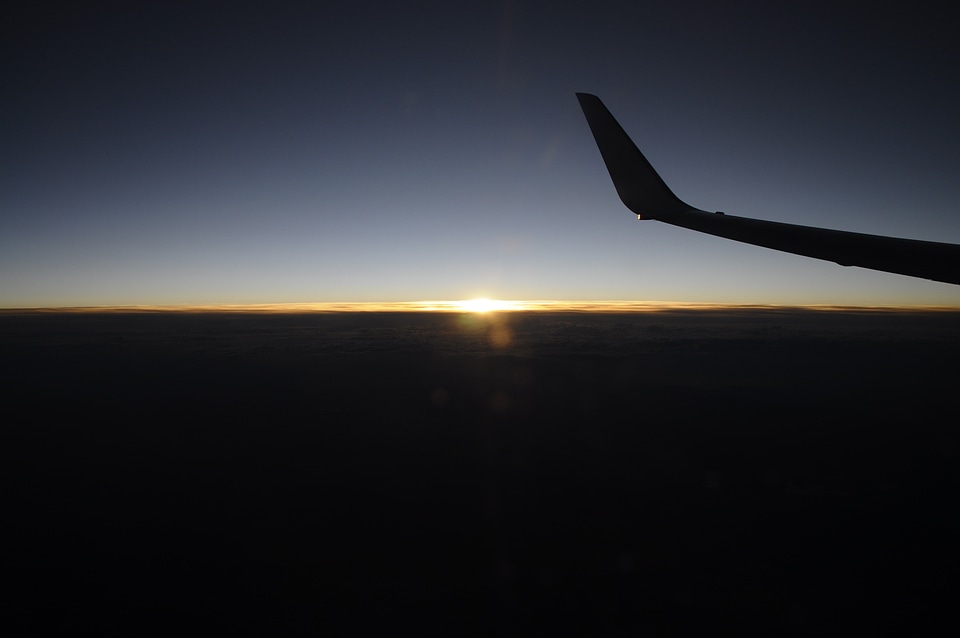 Flying sunset departure photo