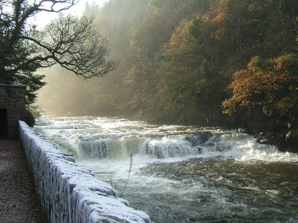 Winter river in New Lanark, Scotland