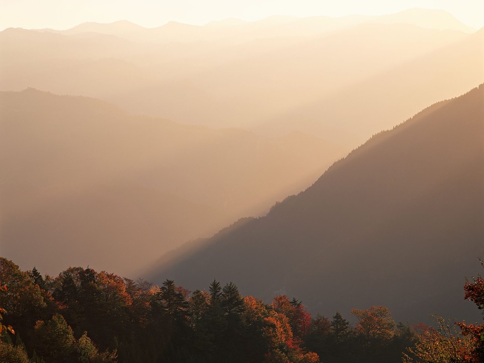 Beautiful mountain landscape at sunset