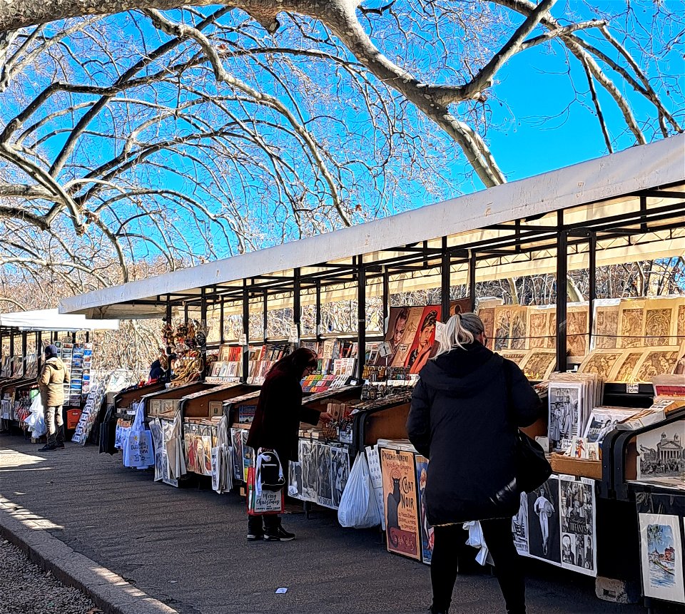 Sidewalk sales along the Tiber Rome Italy