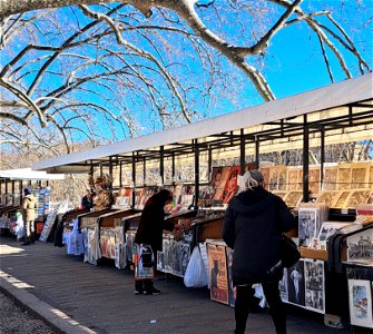 Sidewalk sales along the Tiber Rome Italy