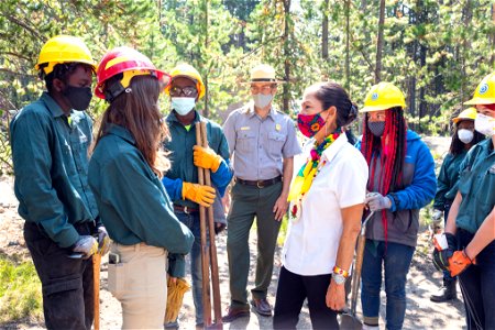DOI Secretary Deb Haaland Visit: Speaking with Groundwork USA corps members